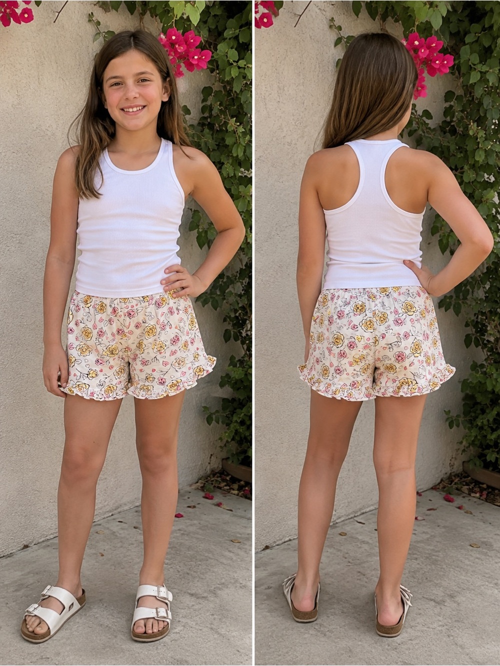 Disney Princess Floral Ruffle Shorts | Girls Size 10/12 | Official Disney